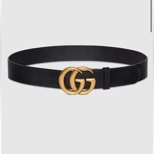 Gucci Leather Belt with Double G Buckle 85cm (size 6) - Black